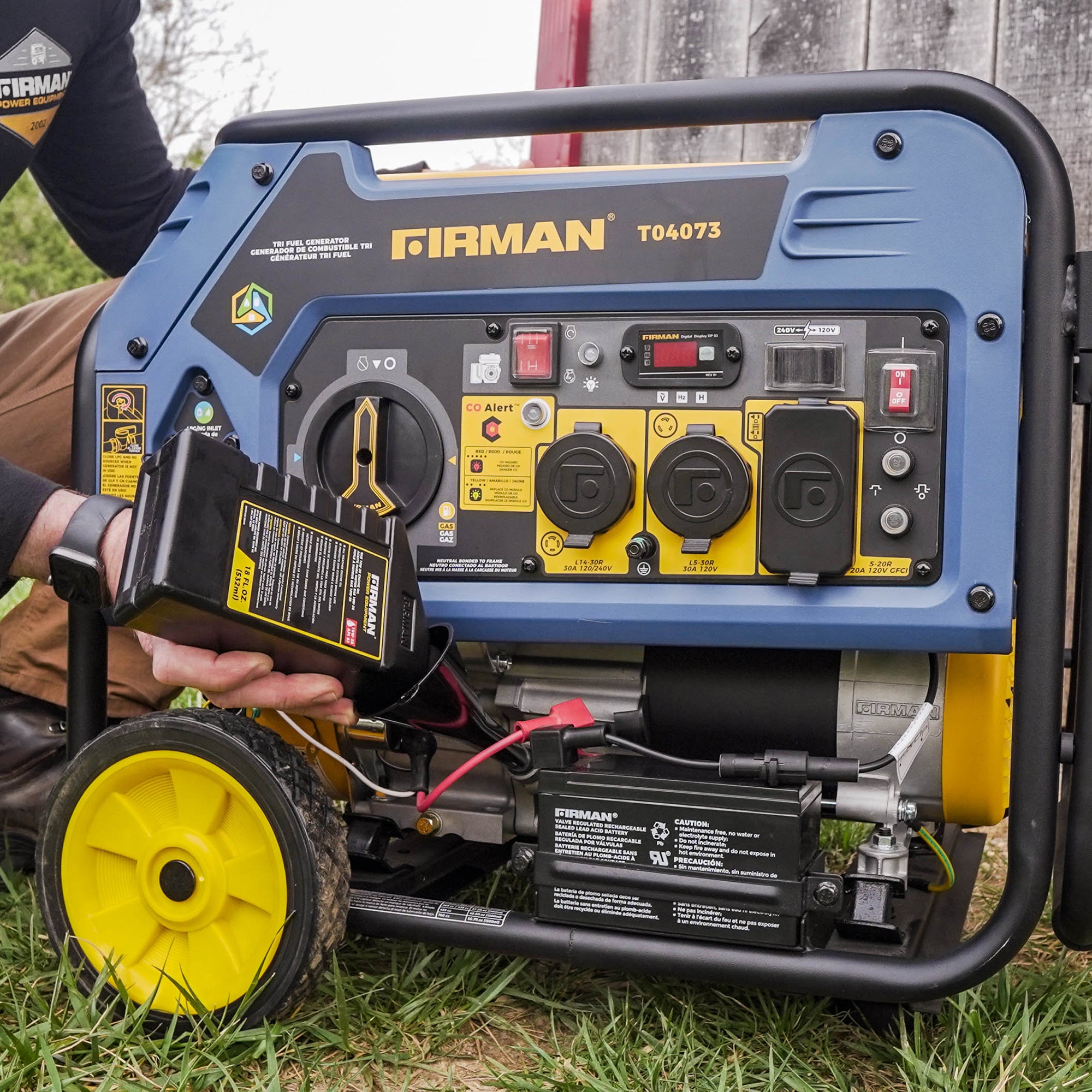4000W Tri Fuel Portable Generator with Electric Start - 120/240V Dual Voltage, CO Alert Technology - Perfect for Camping, Home Backup & Emergency Power