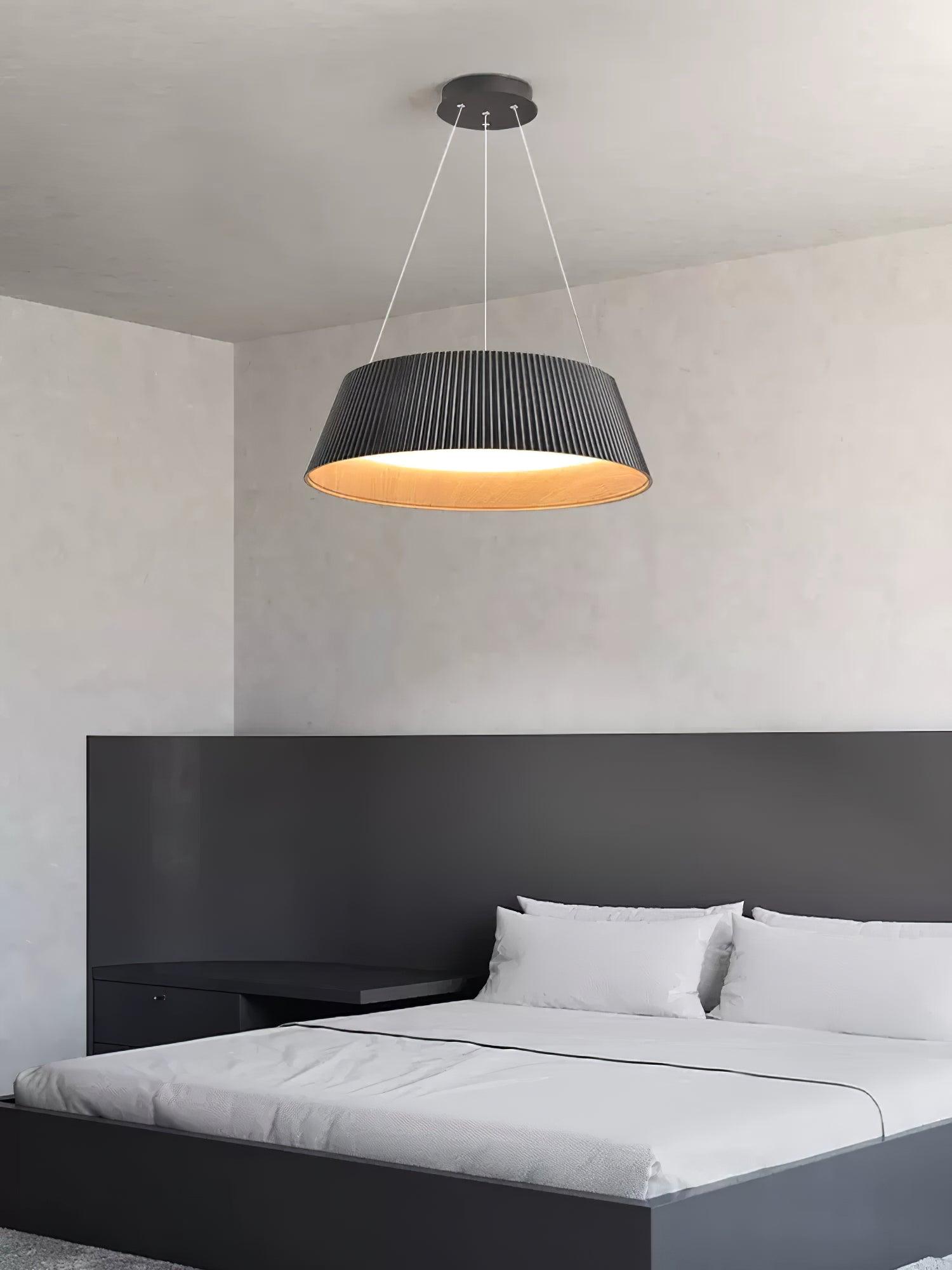 Modern Ribbed Pendant Light - Sleek Minimalist Hanging Fixture for Kitchen Island, Dining Room & Bedroom Lighting - Dimmable LED Chandelier for Home Decor