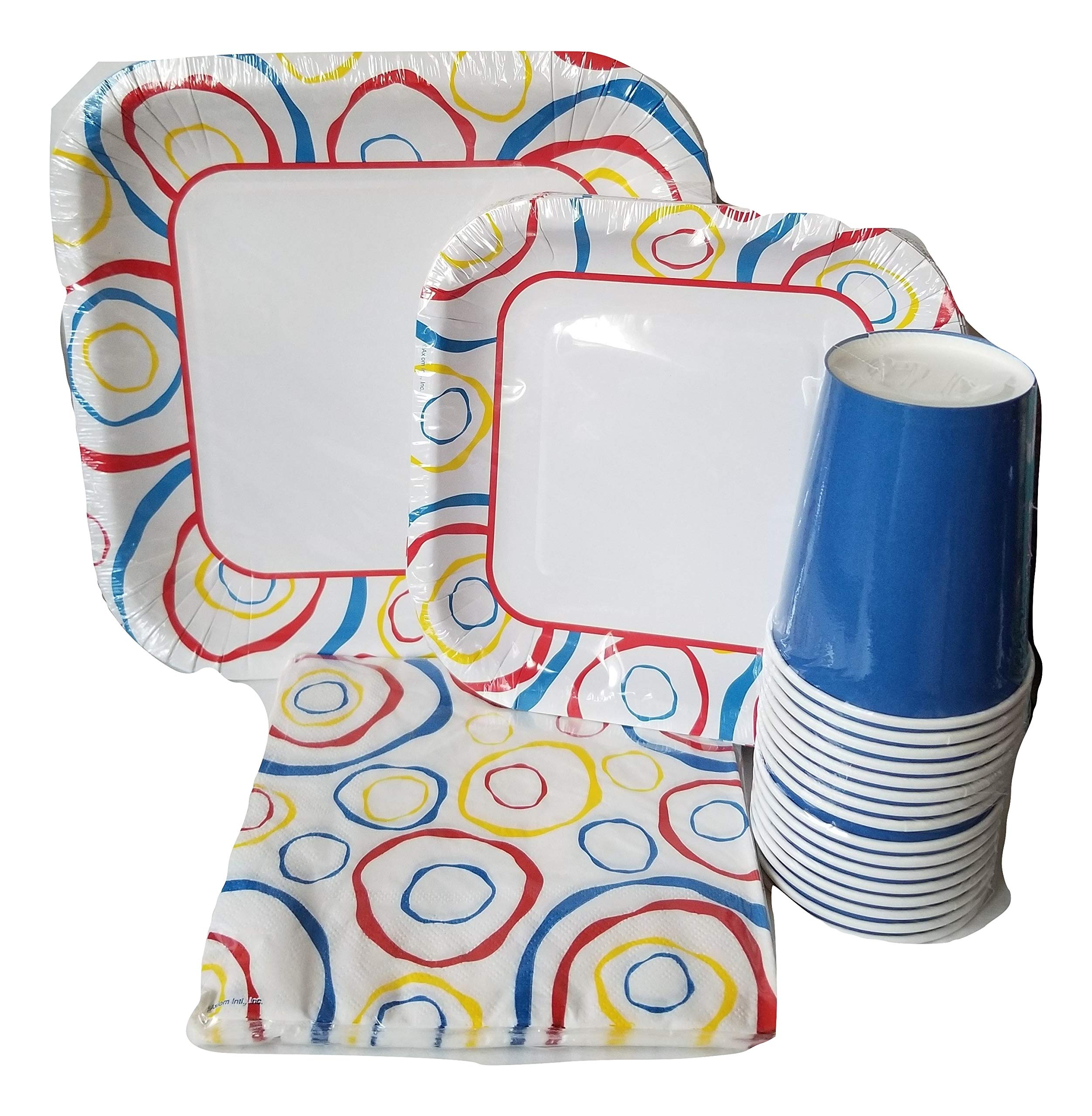 Blue Vibes Party Pack - 8-Piece Disposable Plates, Cups & Napkins Set for Birthday, BBQ & Celebration Gatherings