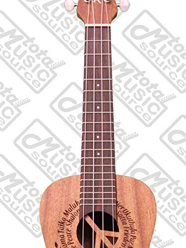 Luna Mahogany Series Maluhia Peace Acoustic-Electric Concert Ukulele with Gig Bag, Tuner & Picks – Perfect for Beginners, Travel, Live Performances & Home Practice