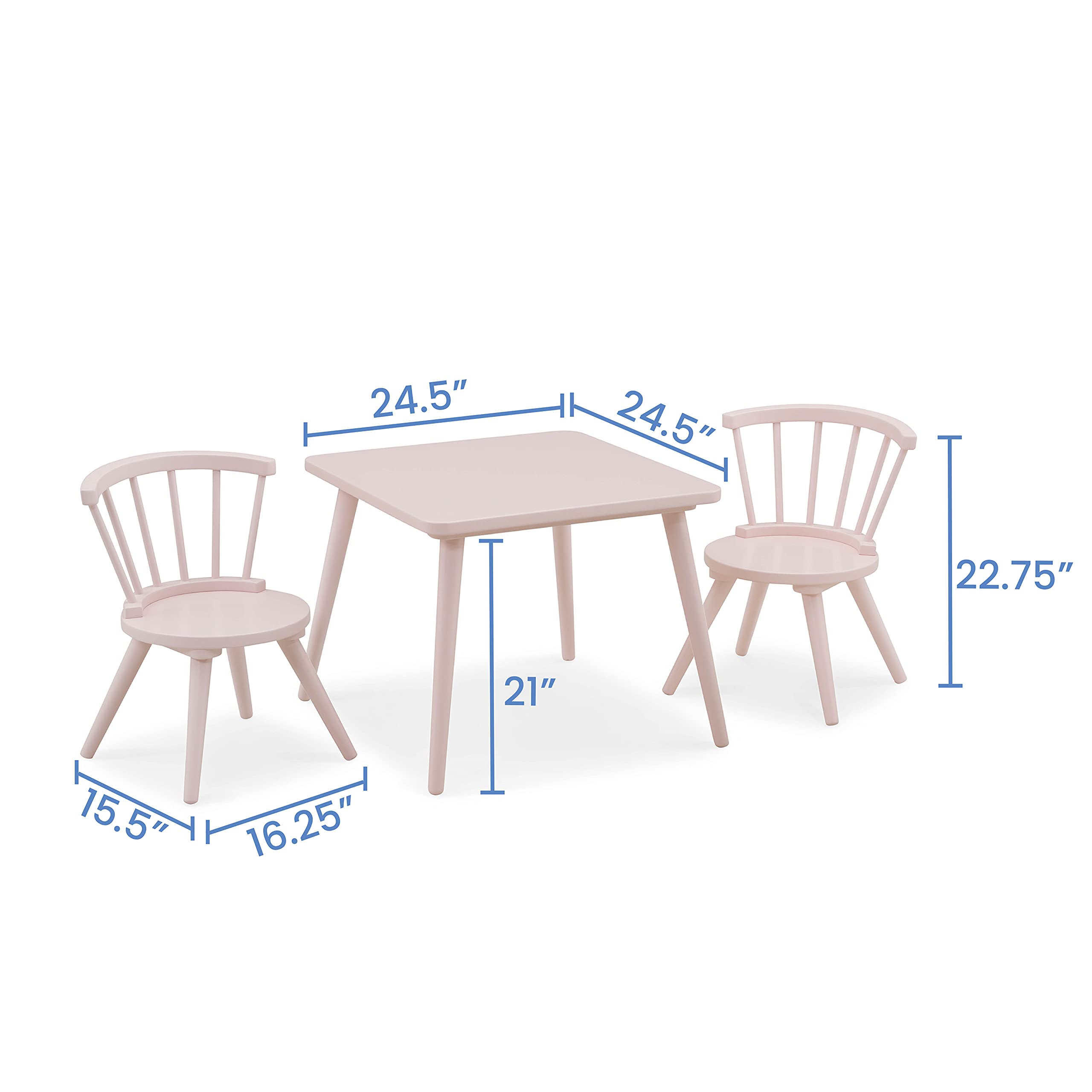 Delta Children Windsor 2-Piece Chair Set, Blush Pink - Kids Dining Chairs for Girls & Boys, Sturdy Wooden Seating for Bedroom, Playroom & Kitchen - Perfect for Family Meals & Playtime