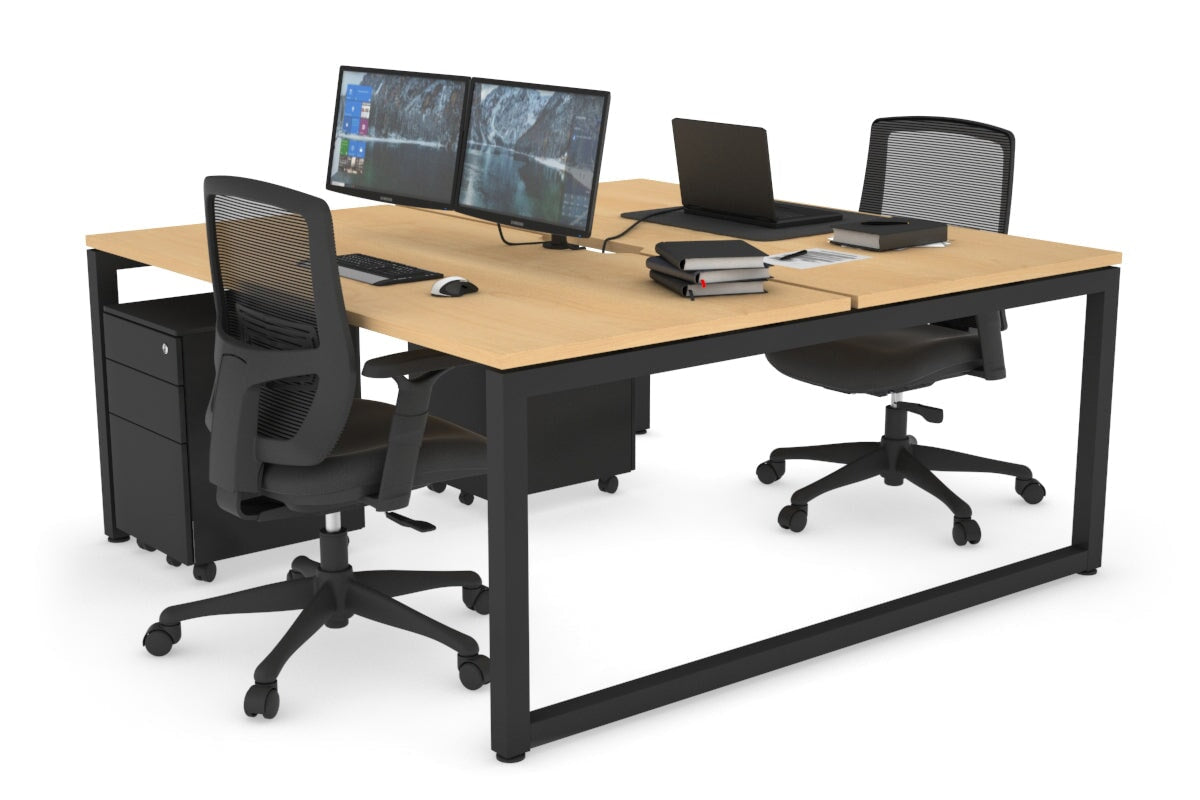 Quadro Loop Legs 2 Person Office Workstation - 1600L x 800W with Cable Management - Modern Shared Desk for Collaborative Workspaces & Home Offices