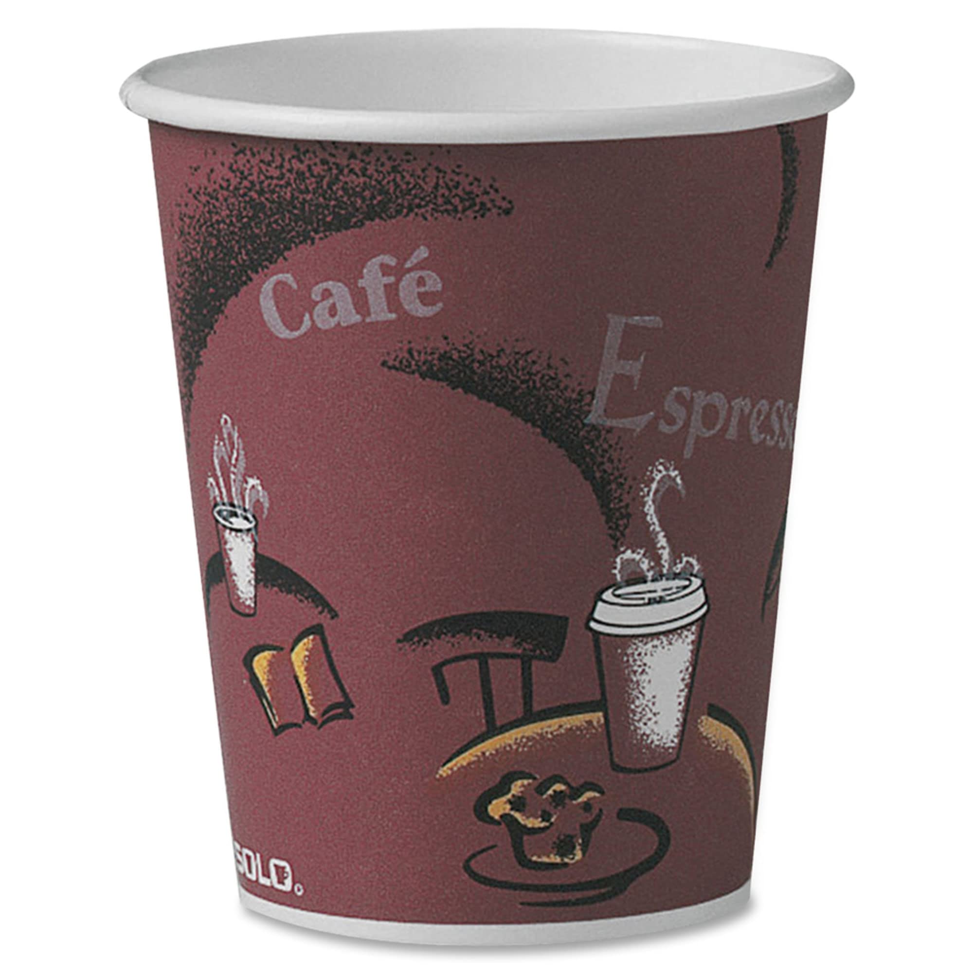 Solo® 10 Oz Maroon Paper Hot Cups - Pack of 300 | Disposable Coffee Cups for Office, Parties & Catering