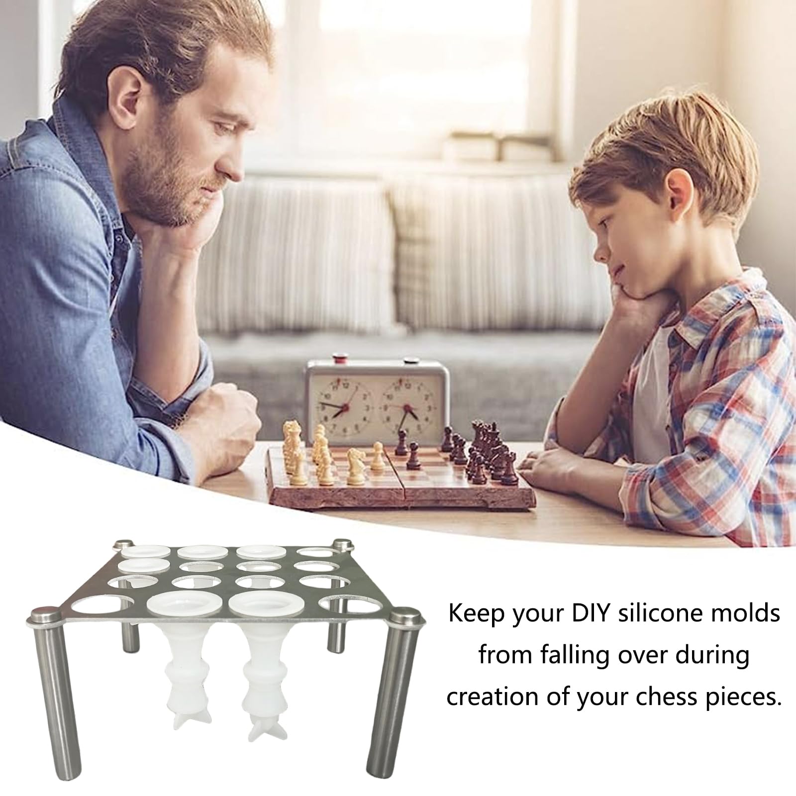 DIY Chess Piece Holder Stand for Silicone Molds - 1 Holder & 4 Legs Included - Perfect for Resin Casting, Jewelry Making & Craft Projects