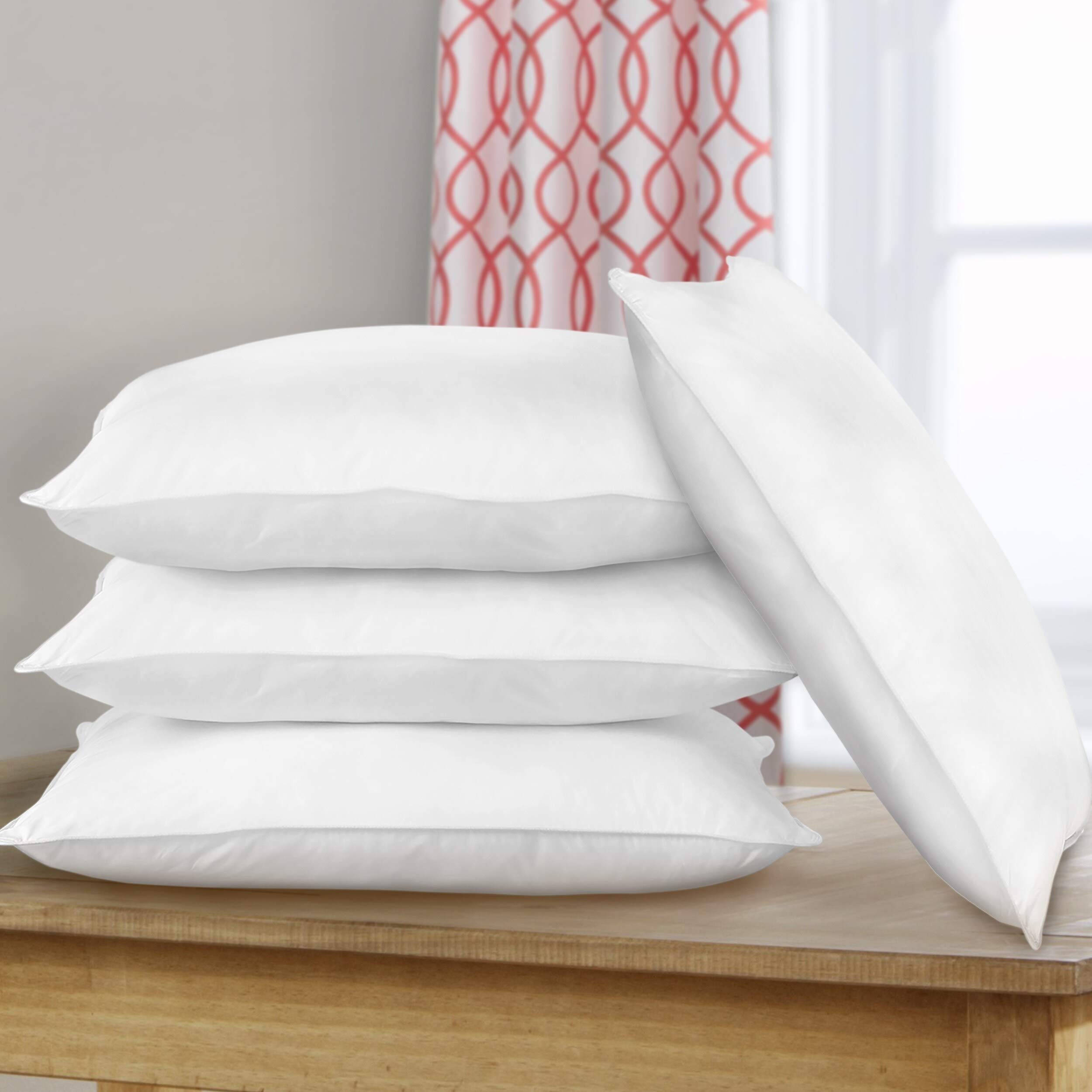 Hypoallergenic Down Alternative Pillows Set of 4 - King Size White Microfiber Bed Pillows for Allergy Relief | Perfect for Side Sleepers, Back Pain Relief & Luxury Hotel-Style Comfort
