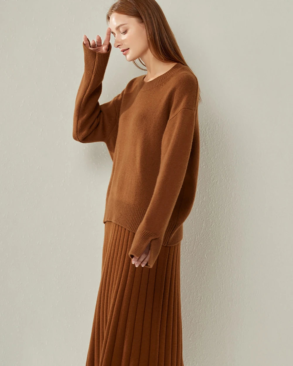 Premium Soft Cashmere Sweater Women's Crew Neck Pullover - Cozy Winter Knit Top for Office, Travel & Casual Wear