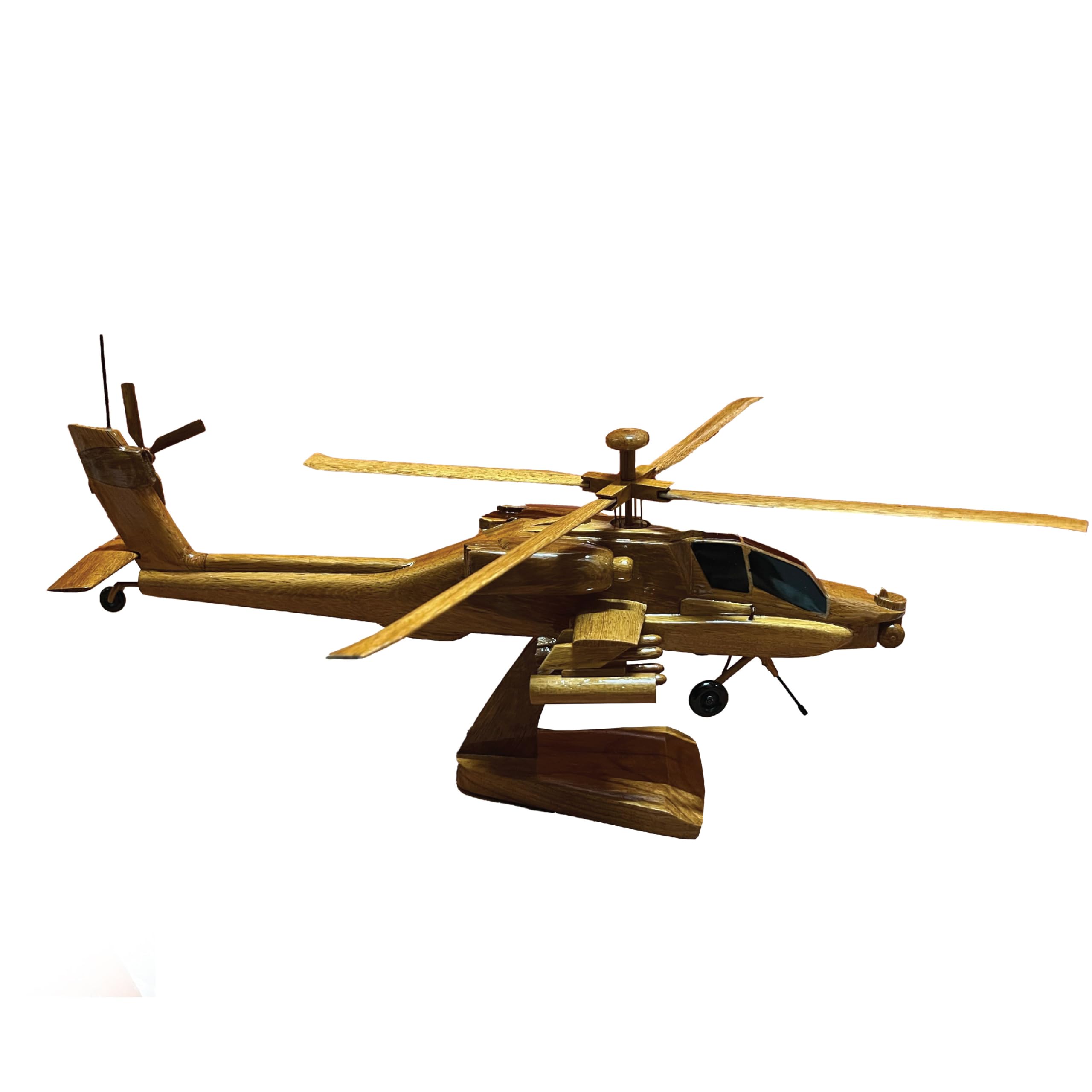 AH64 Apache Helicopter Model - Premium Mahogany Wood Desktop Display - Perfect for Office Decor, Military Enthusiasts & Collectors