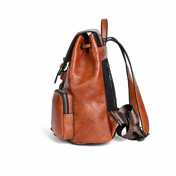 Genuine Leather Backpack - Unisex Travel Satchel Bag for Women & Men, Durable School Book Bag & Stylish Tote Purse (Brown) - Perfect for Work, College, Commuting & Weekend Adventures