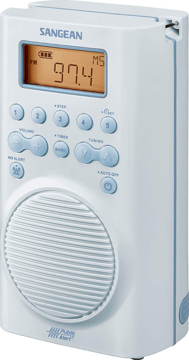 SANGEAN SG-100 Portable AM/FM Weather Alert Radio - Waterproof Shower Radio for Bathroom, Poolside, Beach & Outdoor Activities