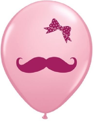 Pink Mustache Gender Reveal Balloons (6 Pack) - Latex Baby Shower Party Decorations for Girl, Birthday Celebrations & Gender Reveal Parties