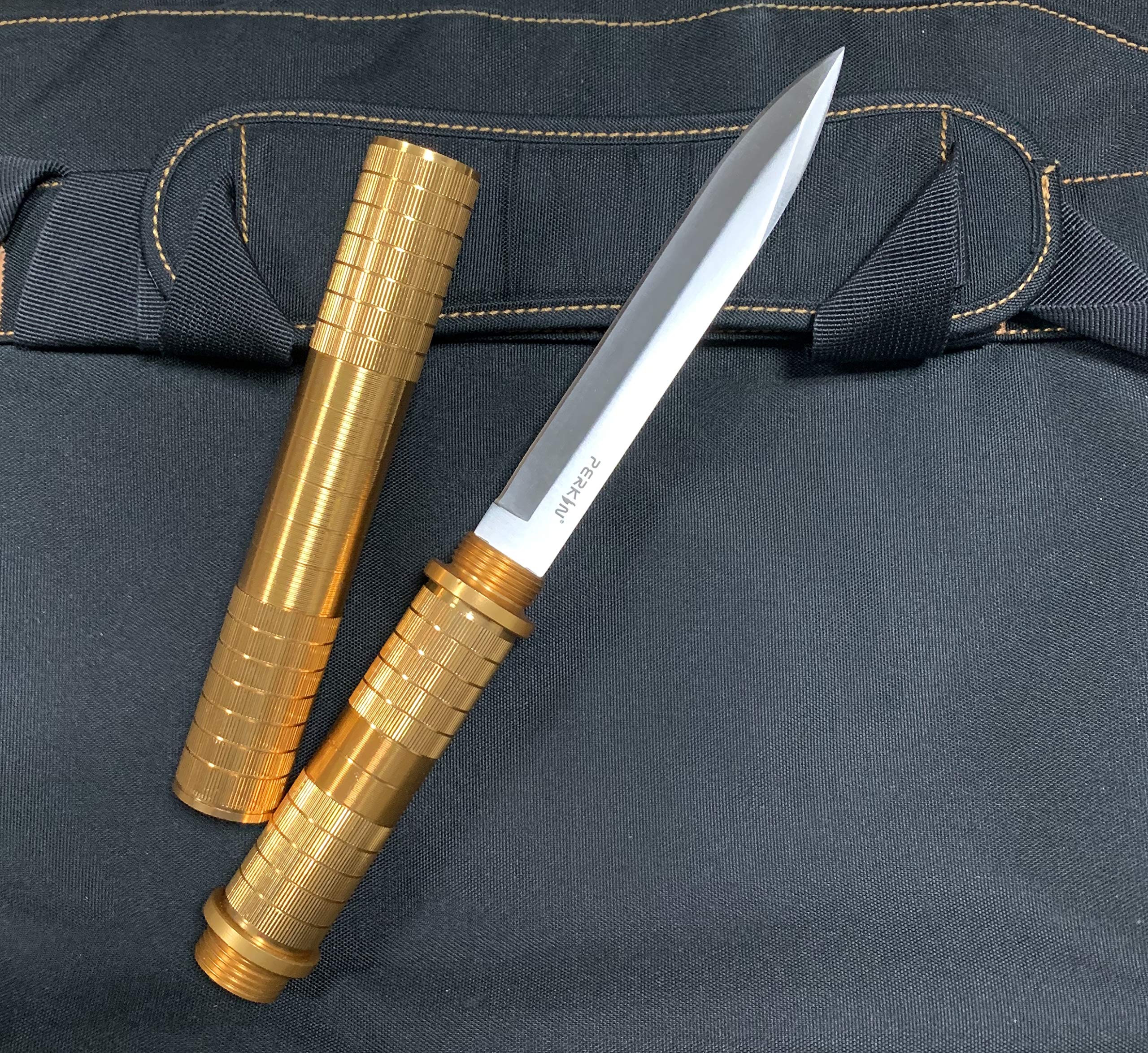 Perkin Fixed Blade Knife - Tactical Survival Hunting Knife with Sheath | High Carbon Steel Camping & Outdoor Knife for Bushcraft, Fishing, Hiking | Golden SHK Series
