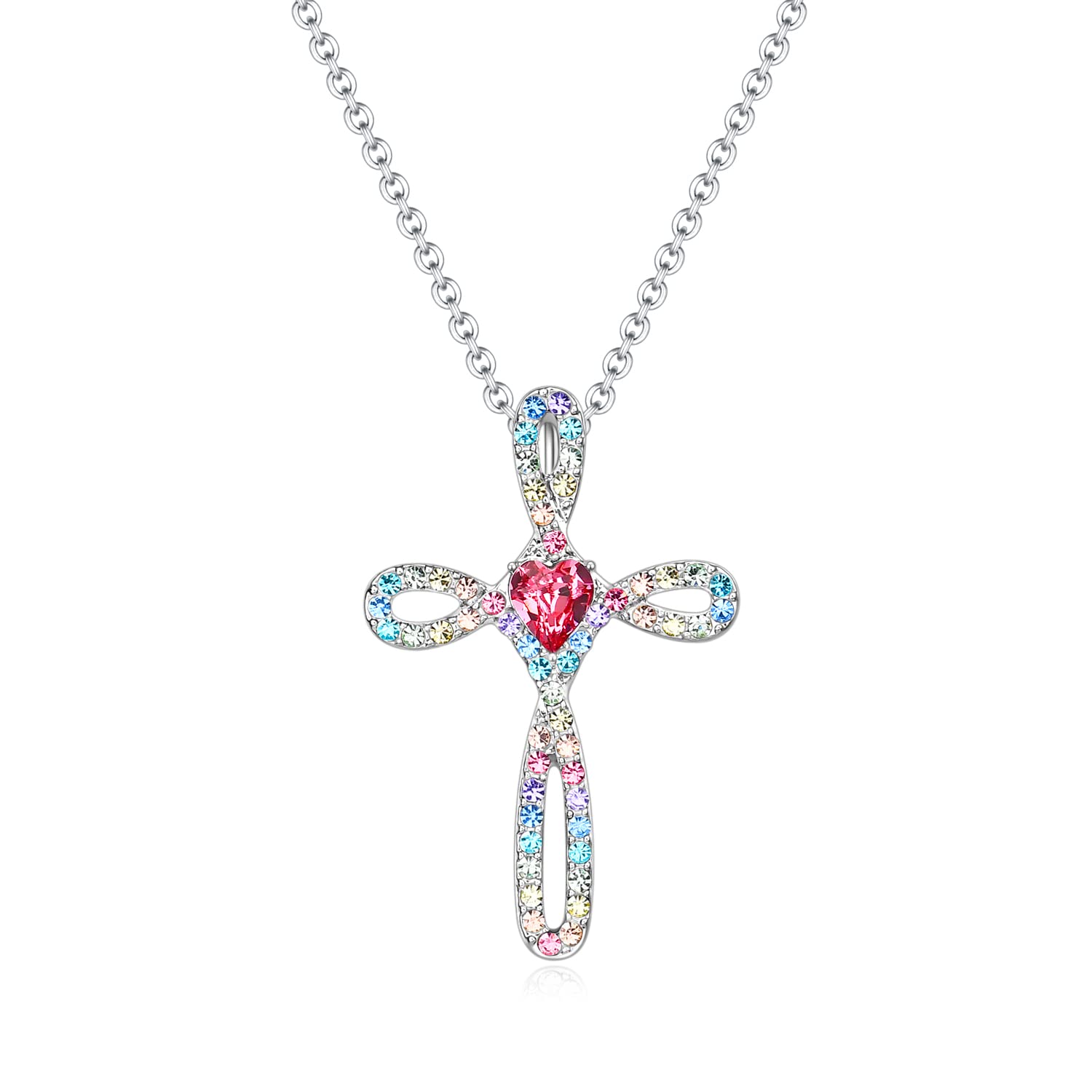 Luomart Peace Sign Angel Wing Cross Necklace for Women & Men - Stylish Religious Jewelry Gift for Girls, Teens, and Adults - Perfect for Everyday Wear, Gifts, and Special Occasions