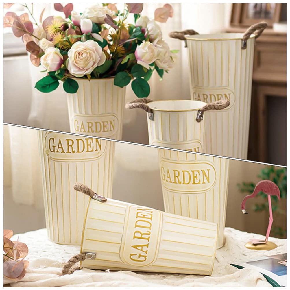 Cabilock Iron Flower Bucket Vase - Elegant Metal Floral Arrangement for Office Decor, Wedding Centerpieces & Home Decoration | Perfect for Table Settings, Gift Giving & Event Styling