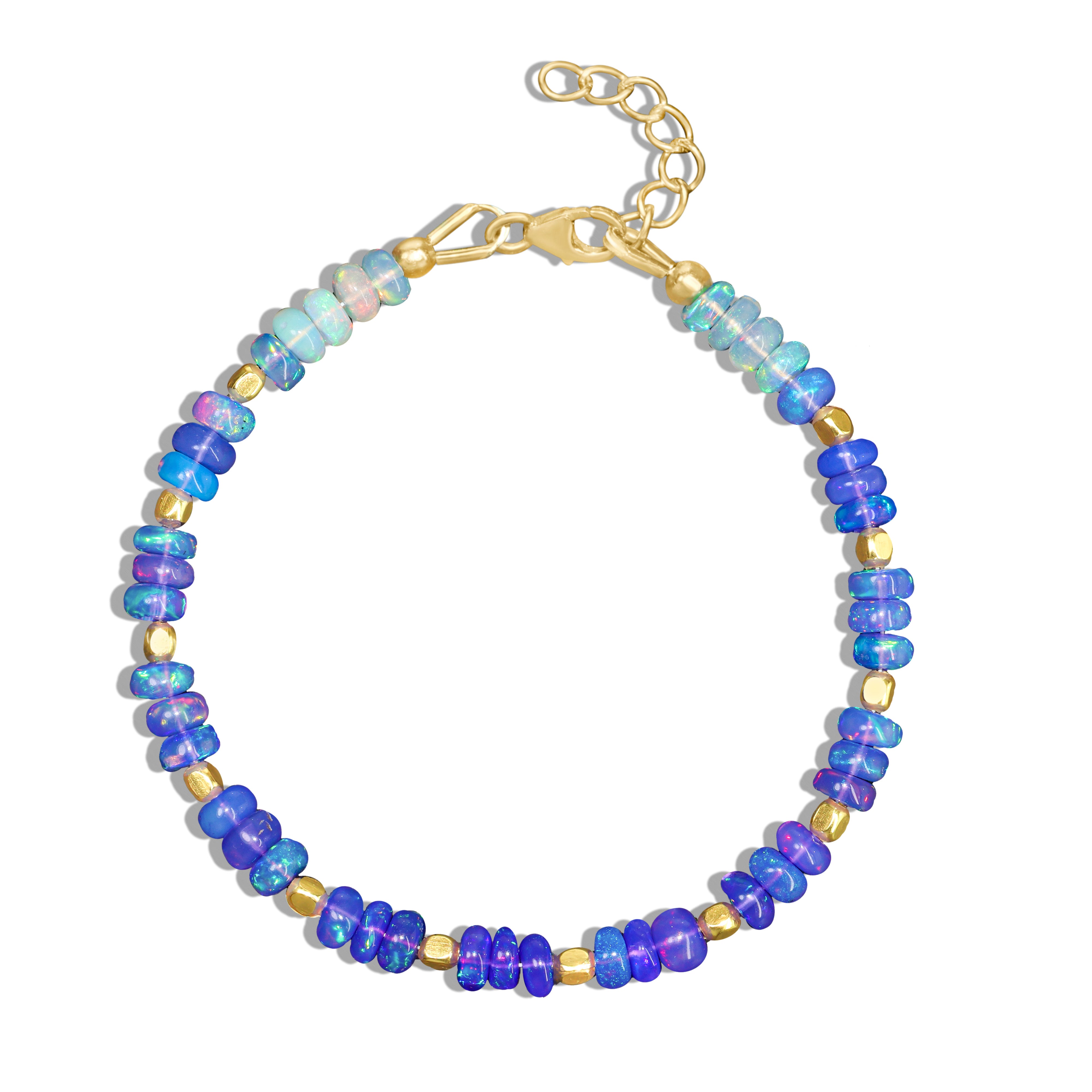 Natural Blue Opal Beaded Bracelet - Gold Filled Handmade Dainty Jewelry for Women - Perfect for Everyday Wear, Gifts & Special Occasions