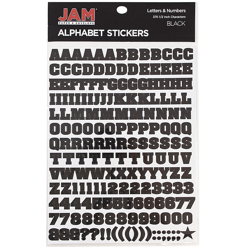 JAM PAPER Self-Adhesive Alphabet Letter Stickers - Black Uppercase Letters - 372 Stickers per Pack for DIY Crafts, Scrapbooking & School Projects