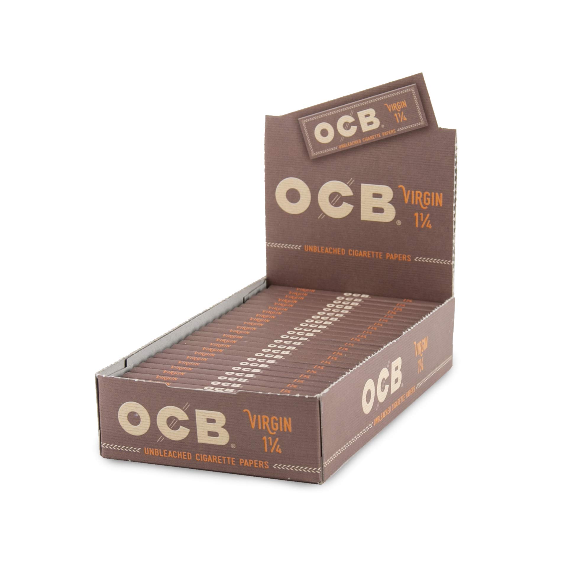 OCB Virgin Series Unbleached Rolling Papers - Super Thin & Minimally Processed - 24 Count Bulk Pack (1 1/4 Size) - Perfect for Smooth Rolling & Natural Smoking Experience