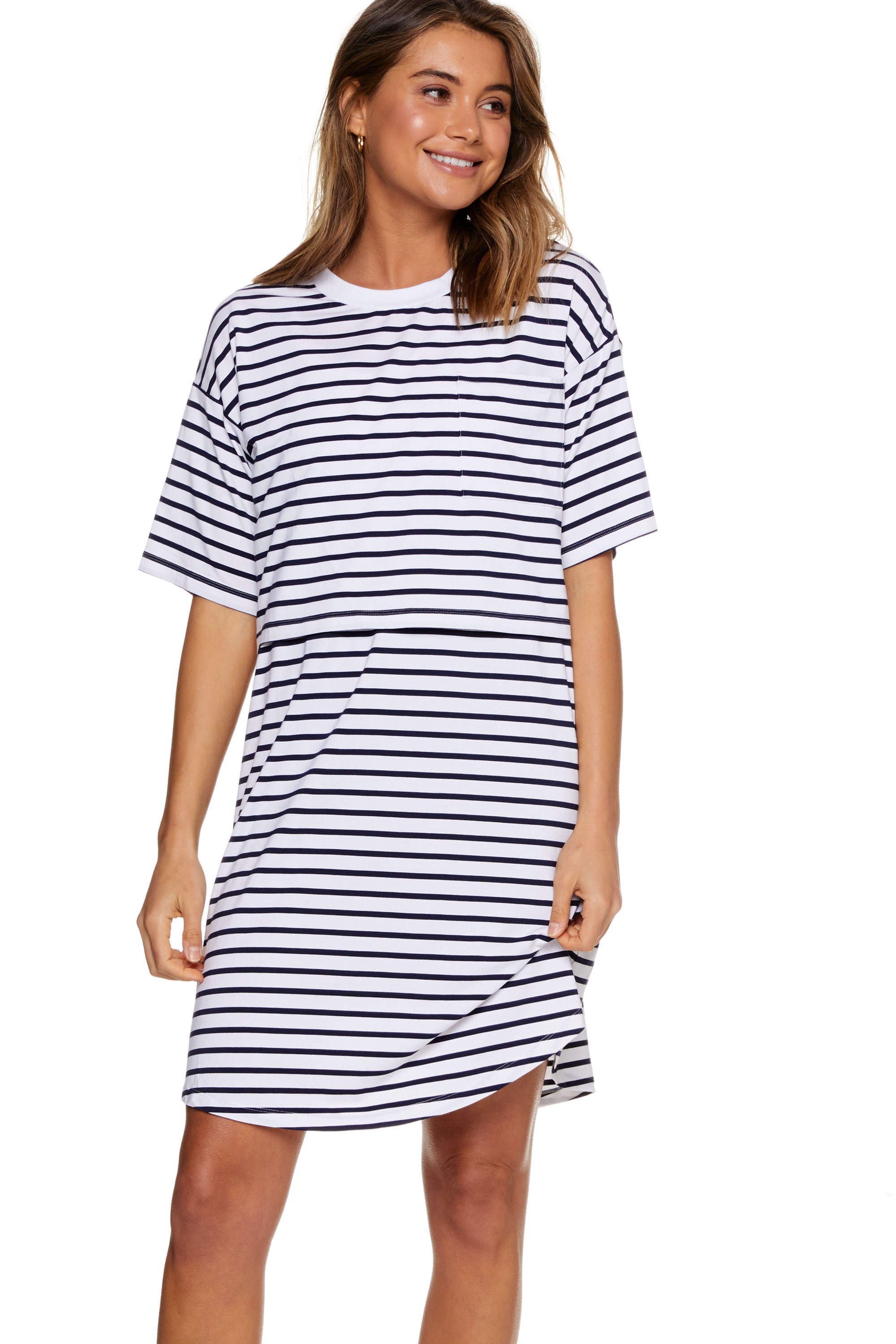 Comfortable Nursing Tee Dress for Moms - Soft & Stretchy Breastfeeding Nightgown - Perfect for Nighttime Nursing, Lounging & Sleep