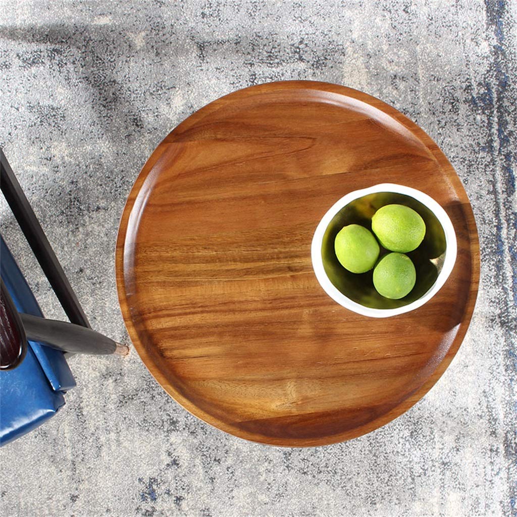 Modern Round Coffee Table & Nightstand - Rubber Wood with Stainless Steel Bracket & Marble Feet for Living Room, Bedroom, Office - Perfect for Coffee, Reading & Decor