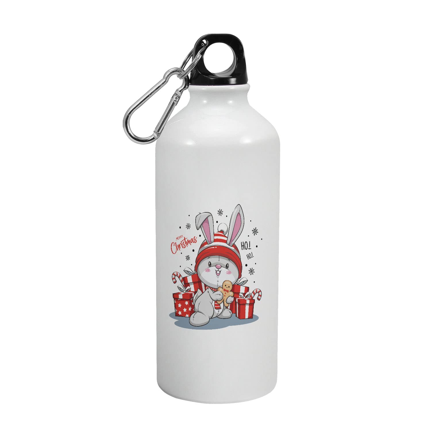 YaaNaa Aluminum Bunny Christmas Water Bottle - Insulated Sipper Cup with Holiday Design, Perfect for Secret Santa Gifts, Xmas Decorations & Winter Travel (600-R3123) - Ideal for Office, School & Holiday Parties