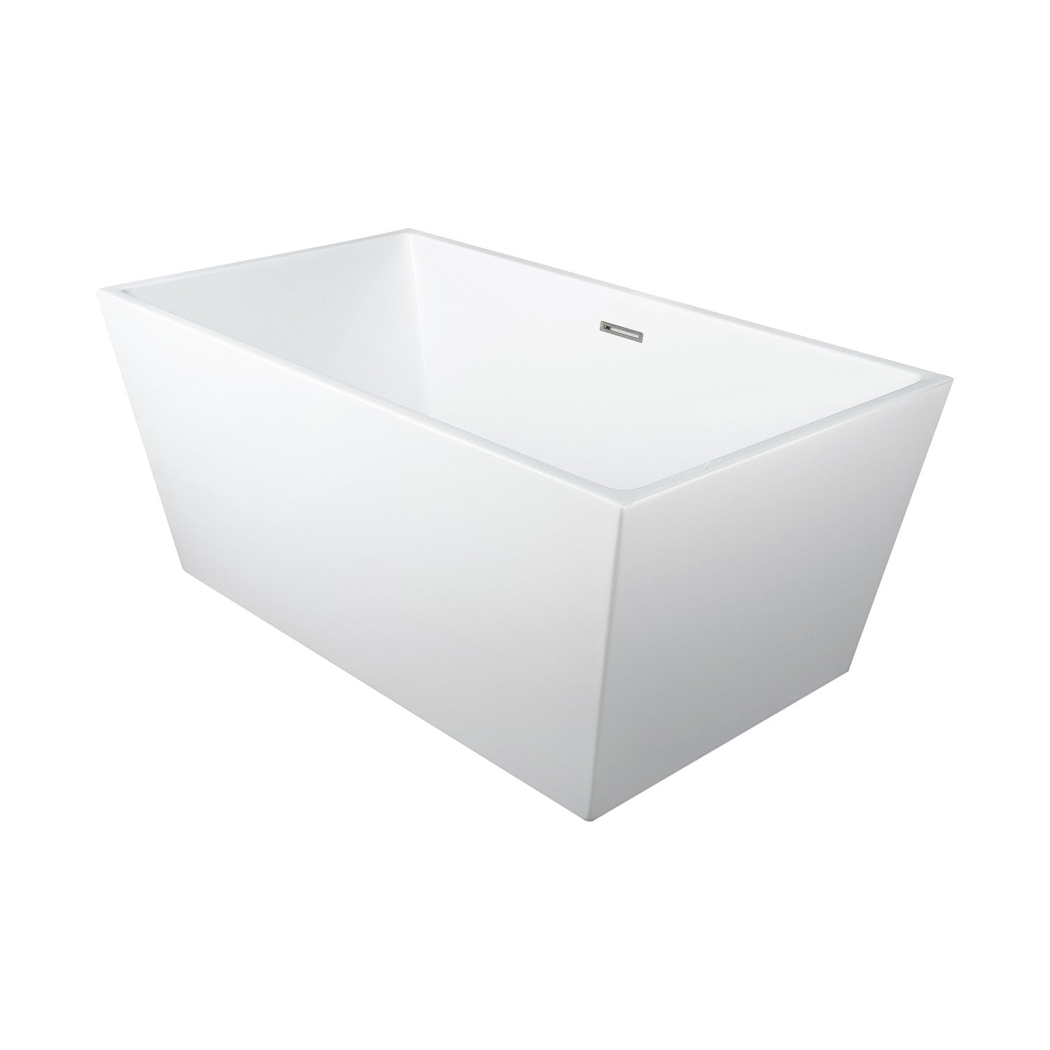 DAX 59-Inch Freestanding Acrylic Bathtub with Stainless Steel Frame - High Gloss Finish, Central Drain & Overflow - 59