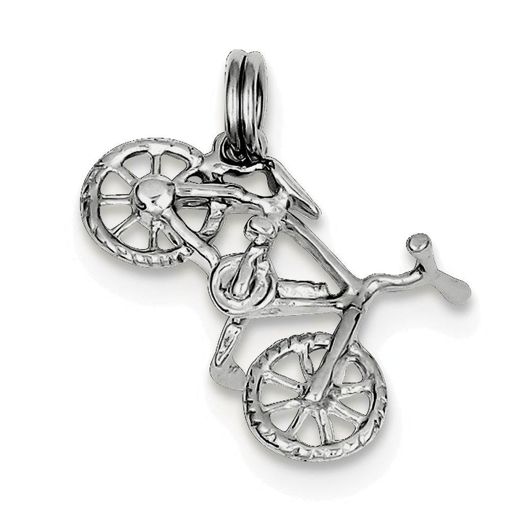 Sterling Silver Polished Bicycle Charm Pendant - Elegant Jewelry Gift for Cyclists & Bike Lovers - Perfect for Necklaces, Bracelets & Keychains