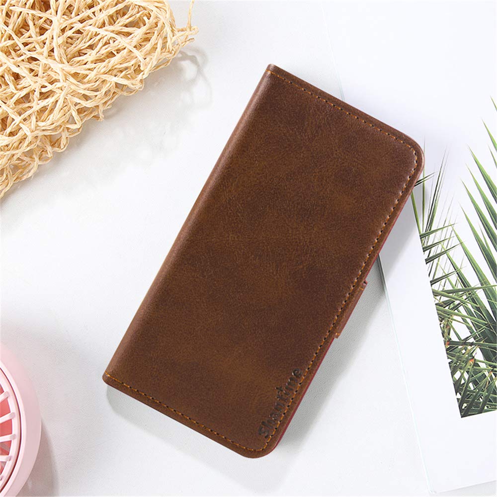 Premium Leather Wallet Case for HTC U11+ with Card Slots & Magnetic Closure - Soft TPU Back Cover & Flip Design for HTC U11 Plus (Brown) - Perfect for Business, Travel & Everyday Protection