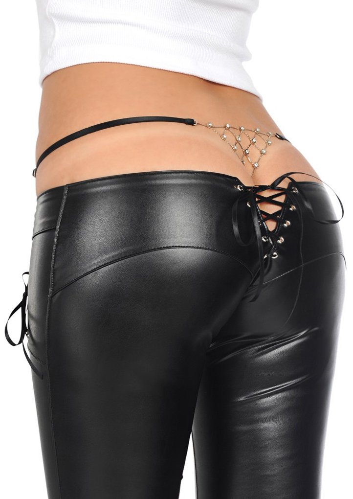 Women's Lace-Up Latex Pencil Pants for Night Out & Club