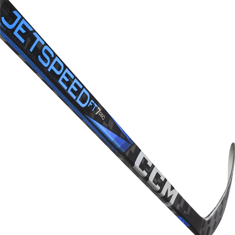 CCM JetSpeed FT7 Pro One Piece Hockey Stick - Junior Size, Blue - Perfect for Youth Ice Hockey Training & Games