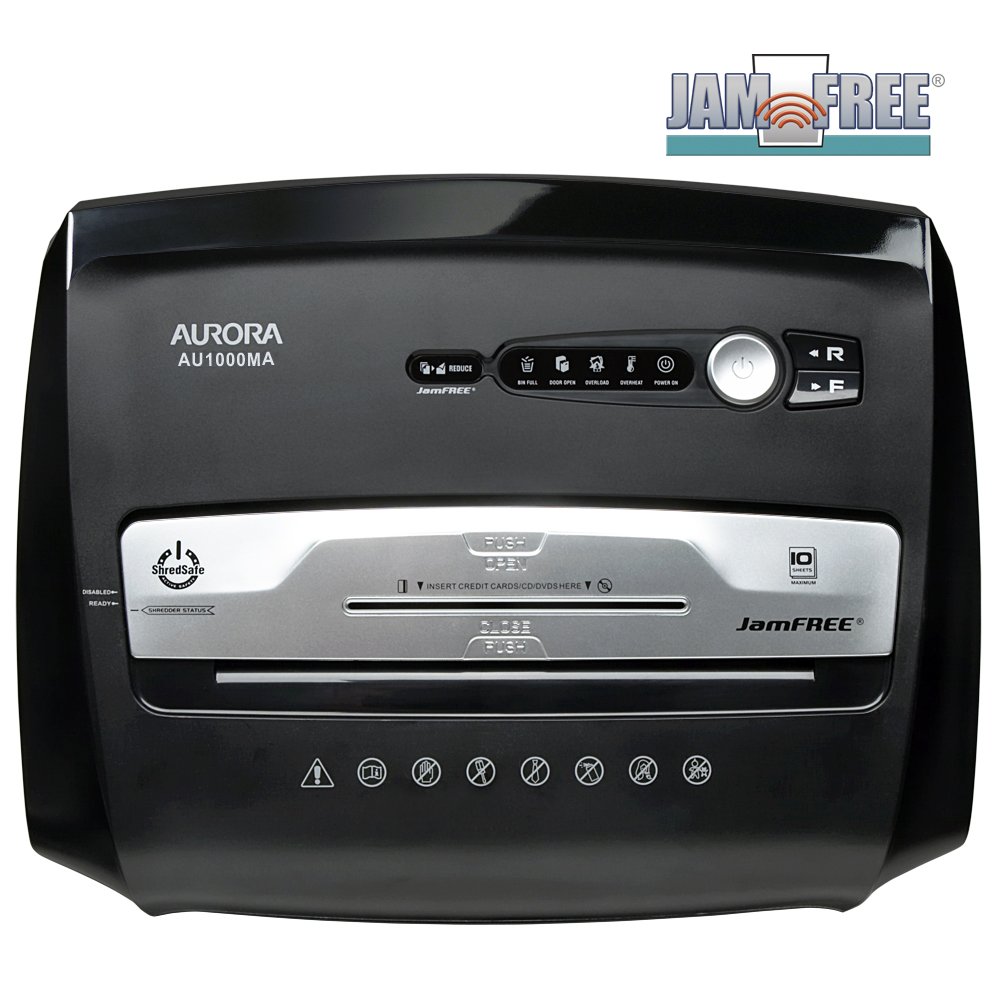 Aurora AU1000MA 10-Sheet Micro-Cut Shredder - Secure Paper, CD & Credit Card Destroyer with Pull-Out Bin | Ideal for Home Office & Small Business Document Security