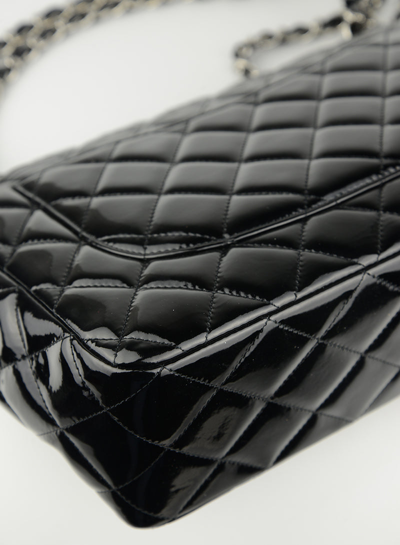 Chanel Jumbo Flap Bag in Black Vernis Leather - Luxury Designer Handbag for Women, Perfect for Parties, Work & Everyday Use