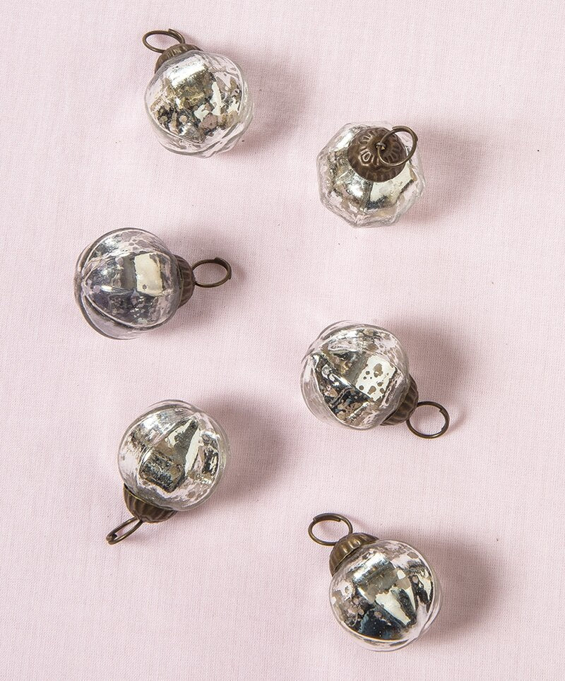 6 Pack Mini Mercury Glass Ball Ornaments (1.5 Inch, Silver) - Vintage Christmas Tree Decorations, Holiday Party & Home Decor - Perfect Gift for Xmas, Weddings, Housewarming