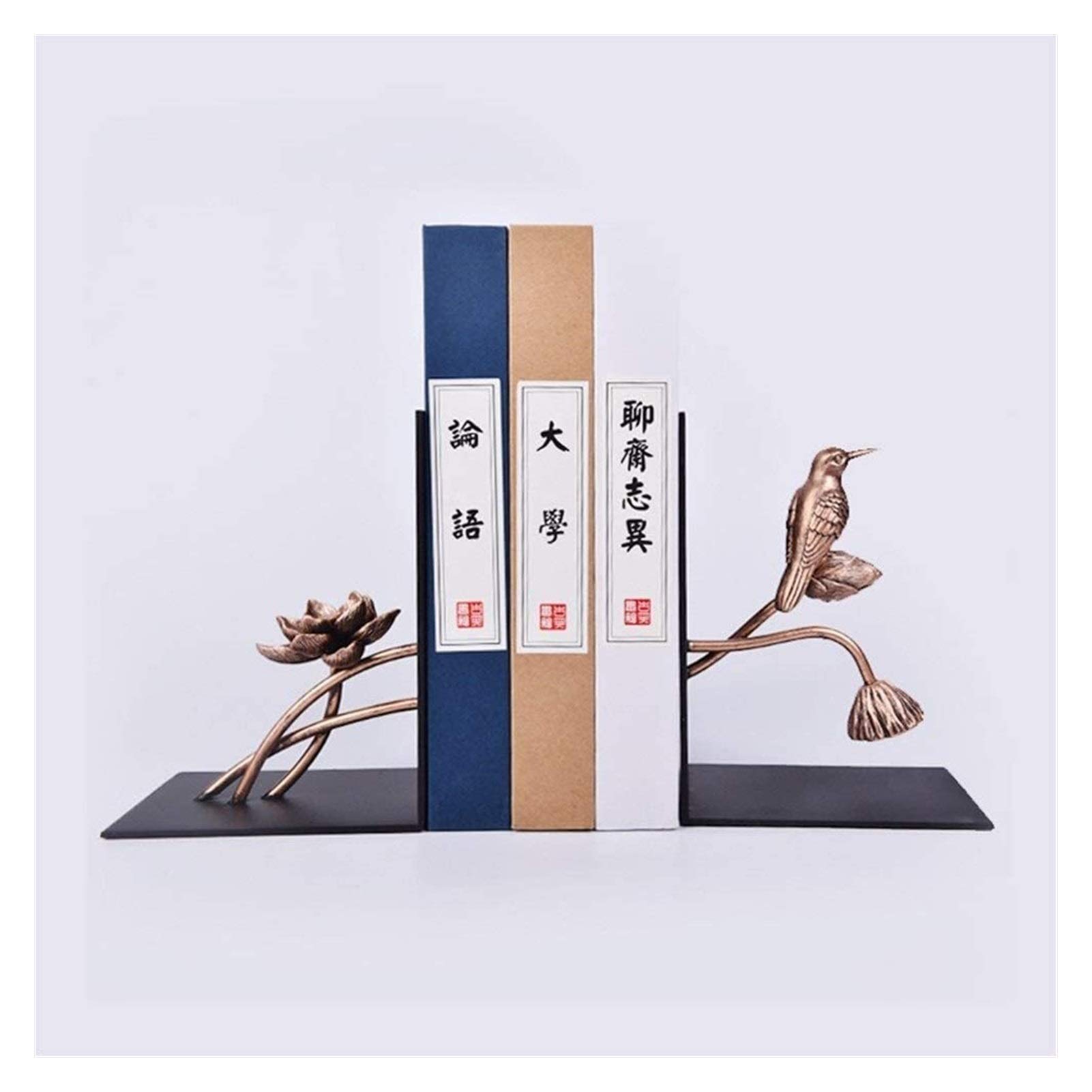 Vintage Art Deco Cast Iron Bookends - Decorative Bird Theme Heavy Duty Bookends for Shelves, Antique Black Home & Office Decor | Perfect for Bookshelves, Desks, and Gift Giving