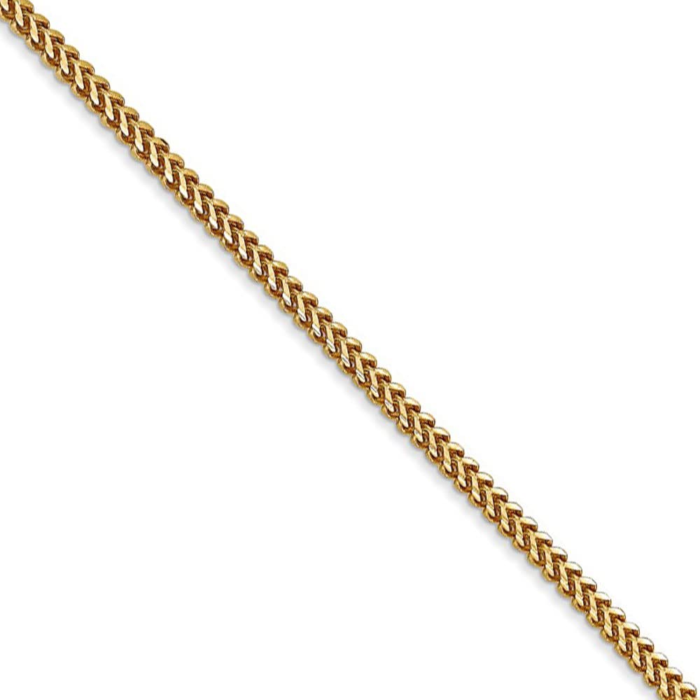 14k Yellow Gold Solid Franco Chain Necklace 1.5mm Black Bow Jewelry - Perfect for Everyday Wear & Special Occasions