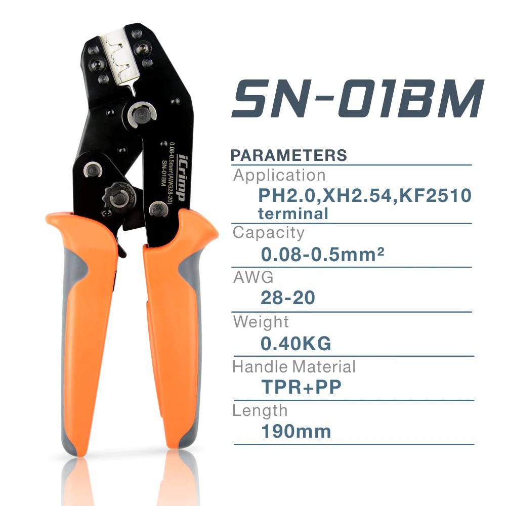 Professional SN 01BM AWG28 20 Wire Crimper Tool for XH2.0mm, XH2.54mm, XH3.96mm Dupont, D-Sub, JST Terminals - Perfect for Electronics, DIY Projects, and Automotive Wiring Repairs