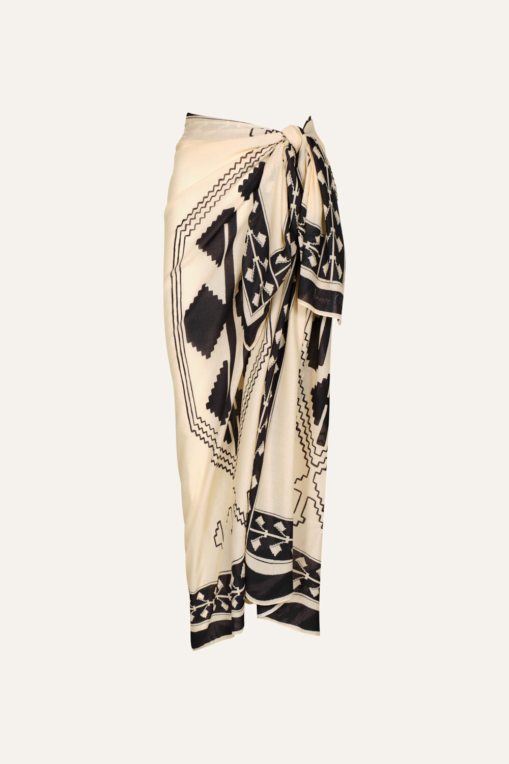 Ayahuasca-Inspired Ecru Pareo - Boho Beach Cover-Up for Women, Perfect for Poolside, Festivals & Vacation Wear