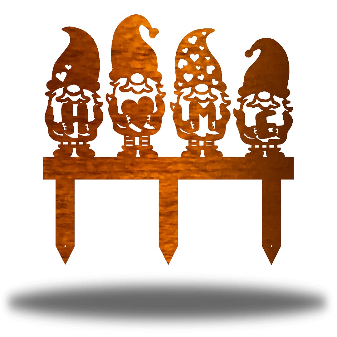 Riverside Designs Metal Garden Gnomes Outdoor Decor - Handmade in USA - Copper, 17 Inch - Perfect for Lawn, Patio & Backyard Decoration