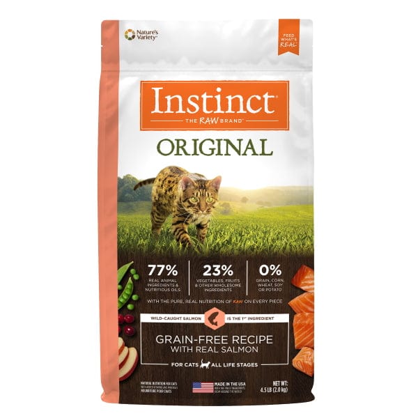 Instinct Original Grain-Free Dry Cat Food with Real Salmon - 4.5lb Bag | High Protein Natural Kibble for Adult Cats | Perfect for Indoor & Outdoor Felines