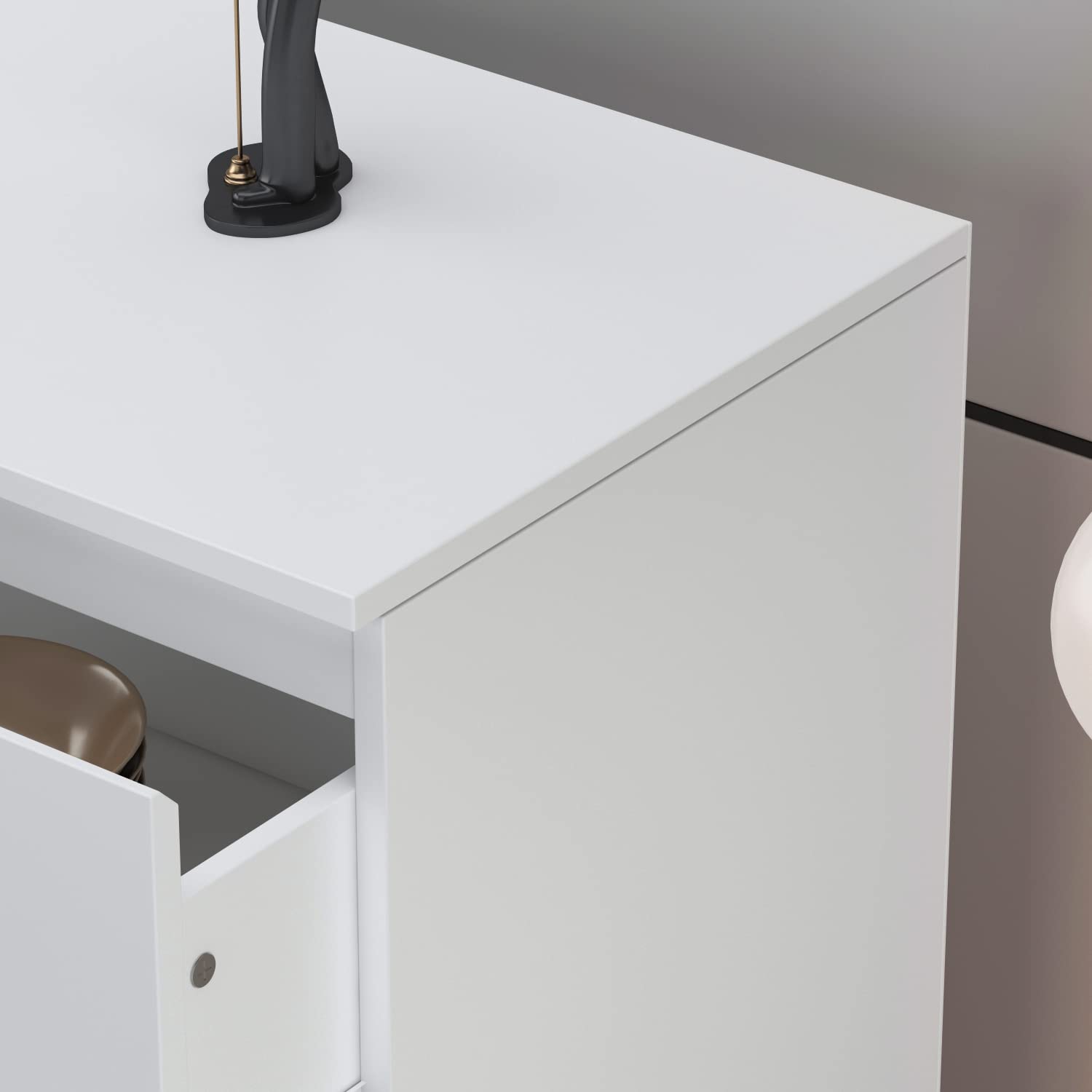 AIEGLE 6-Drawer Dresser for Bedroom - White Modern Handle-Free Wooden Chest with Smooth Pop-Out Drawers, Storage Organizer (59
