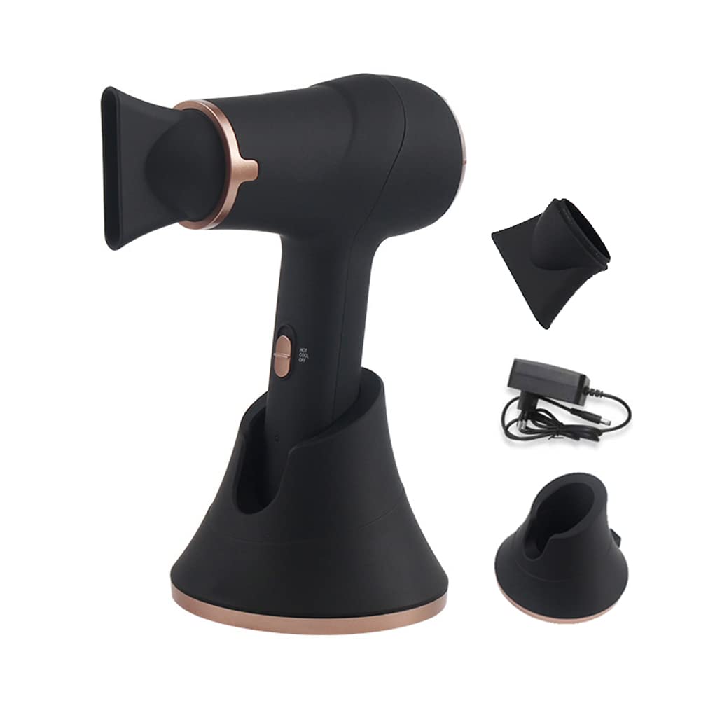 Portable Cordless Hair Dryer - 300W 5000mAh Rechargeable Handheld Blow Dryer with Hot & Cold Air, Lightweight Travel Hairdryer for Home & On-the-Go (Black) | Perfect for Quick Styling, Travel, Gym & Emergency Use