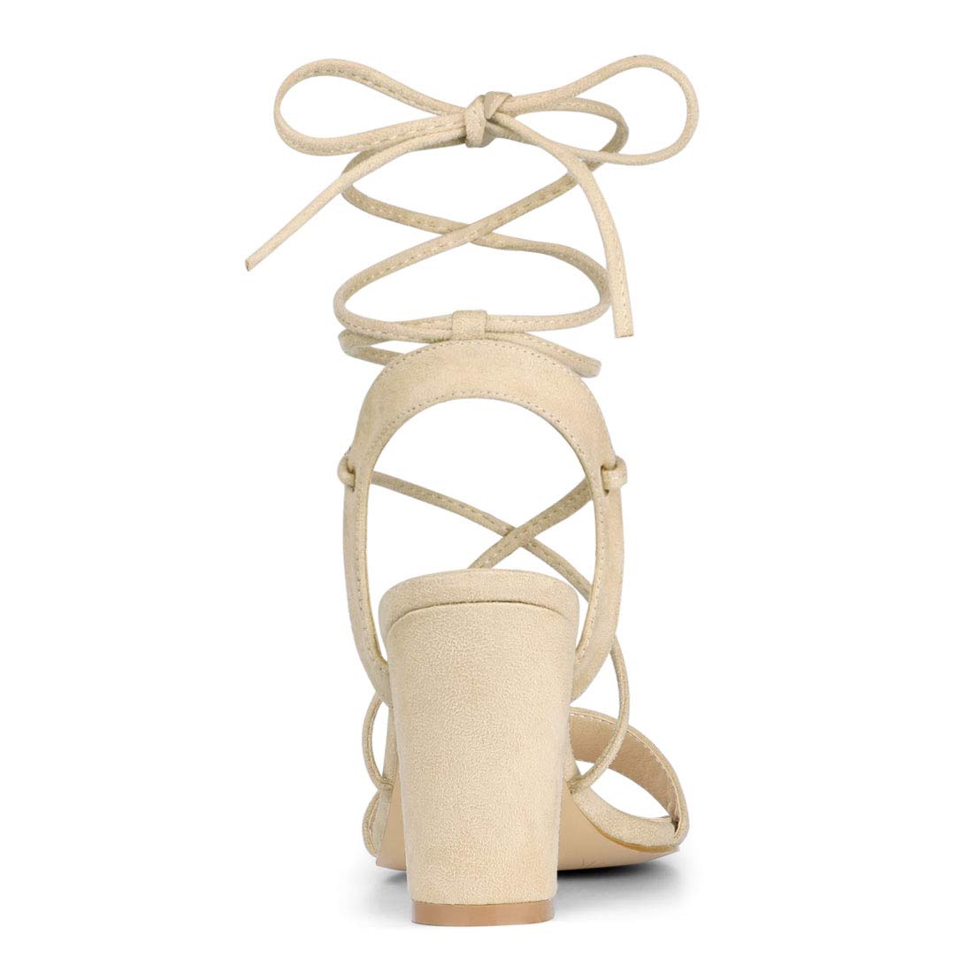 Allegra K Women's Lace Up Block Heel Sandals - Comfortable High Heel Dress Shoes for Wedding, Party & Evening Occasions