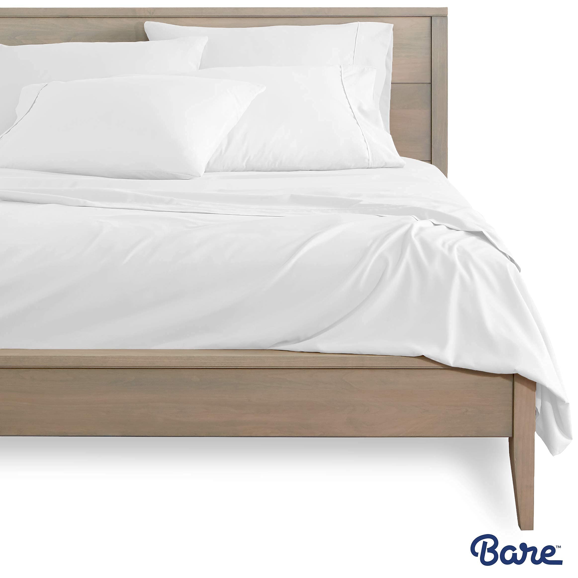 Bare Home 6-Piece Microfiber Bed Sheet Set with 4 Pillowcases - Full Size Cooling Soft Breathable Sheets in Cool White - Perfect for Guest Rooms, Dorms & Cozy Bedrooms