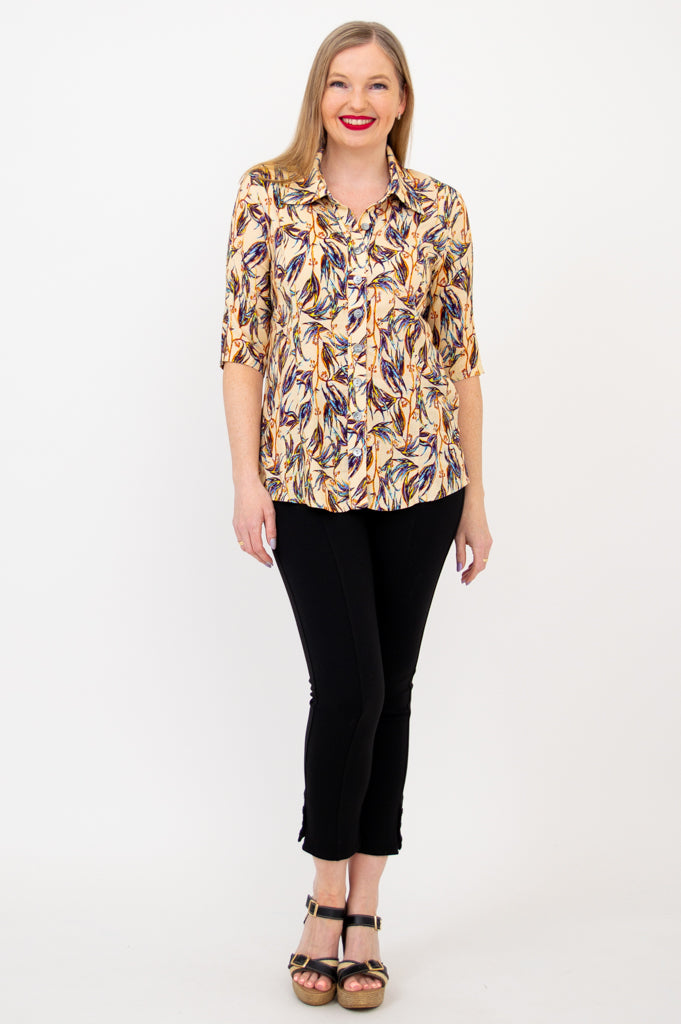 Lorine Blouse for Women - Alma Style Linen Bamboo Blend Top - Perfect for Casual Outings & Summer Vacations