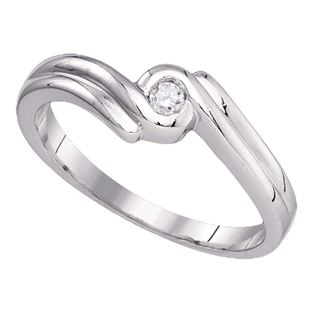 10K White Gold Women's Round Diamond Solitaire Promise Ring - 1/20 CTTW - Perfect for Anniversaries, Engagements & Special Occasions
