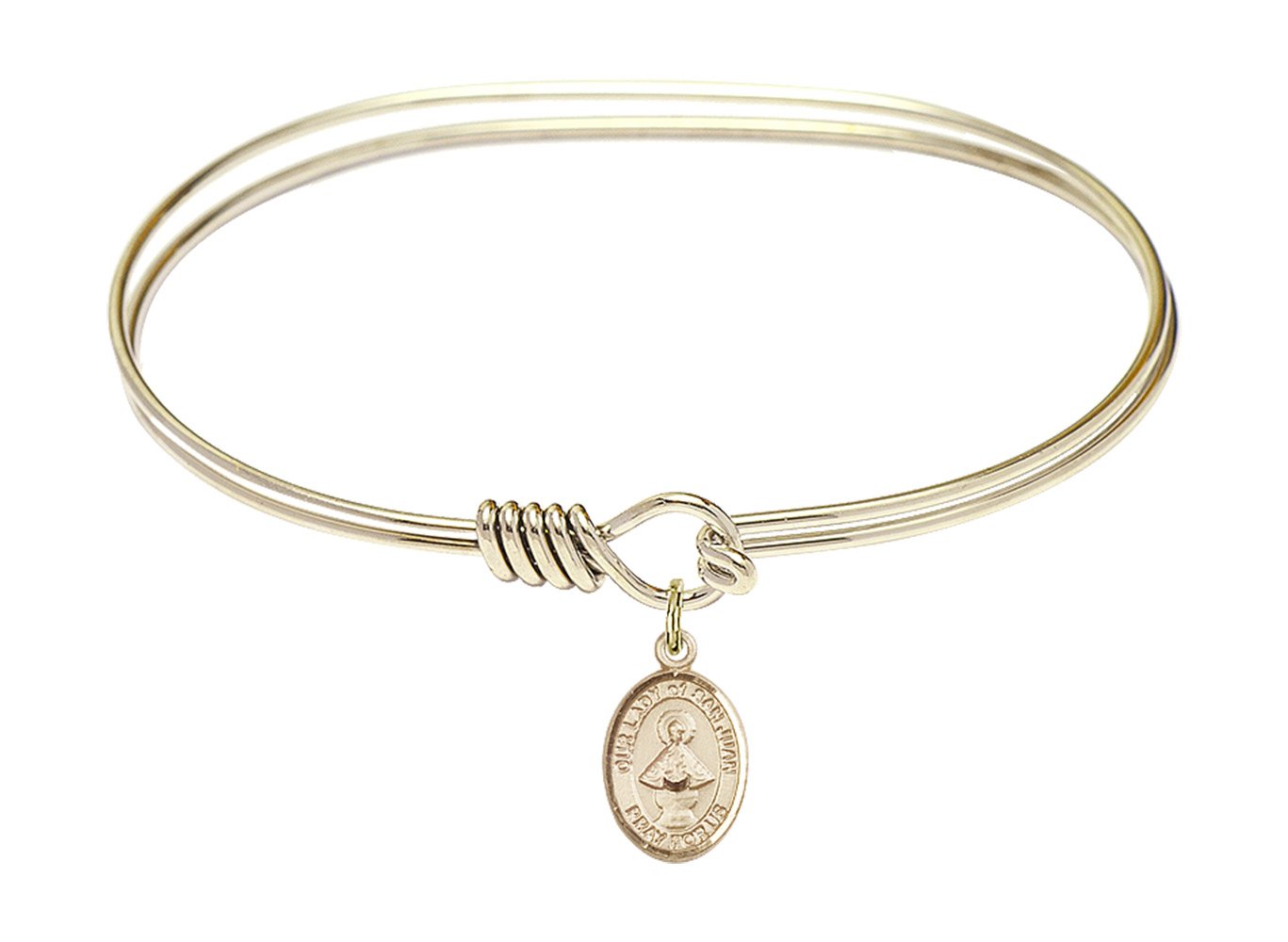F A Dumont 7 Inch Oval Eye Hook Bangle Bracelet with San Juan Charm - Elegant Jewelry for Women, Perfect for Parties, Weddings & Special Occasions