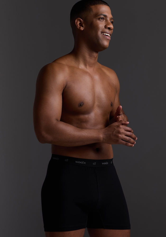 Breathe Boxer Shorts for Men - Soft & Breathable Cotton Underwear - Black - Perfect for Gym, Sleep & Everyday Comfort