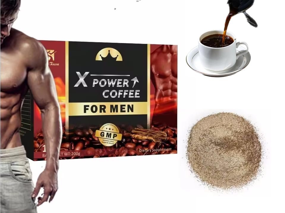 X Power Coffee for Men - Ginseng & Maca Energy Supplement, Instant Herbal Coffee for Stamina & Vitality - Boost Performance, Focus & Endurance - Perfect for Workouts, Office & Daily Energy Support (1 Pack)