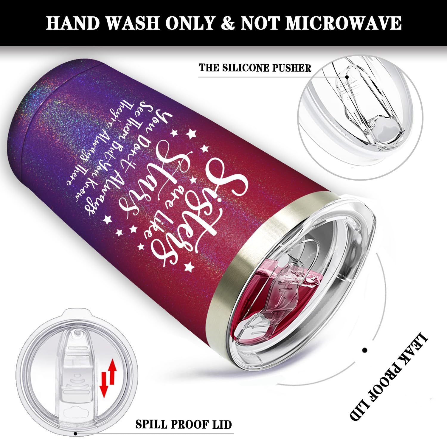 Fufandi Sister Gifts - Thoughtful Birthday & Christmas Presents for Sisters - Insulated Tumbler Cup for Women - Perfect for Mother's Day, Sister Appreciation & Daily Use at Work or Gym