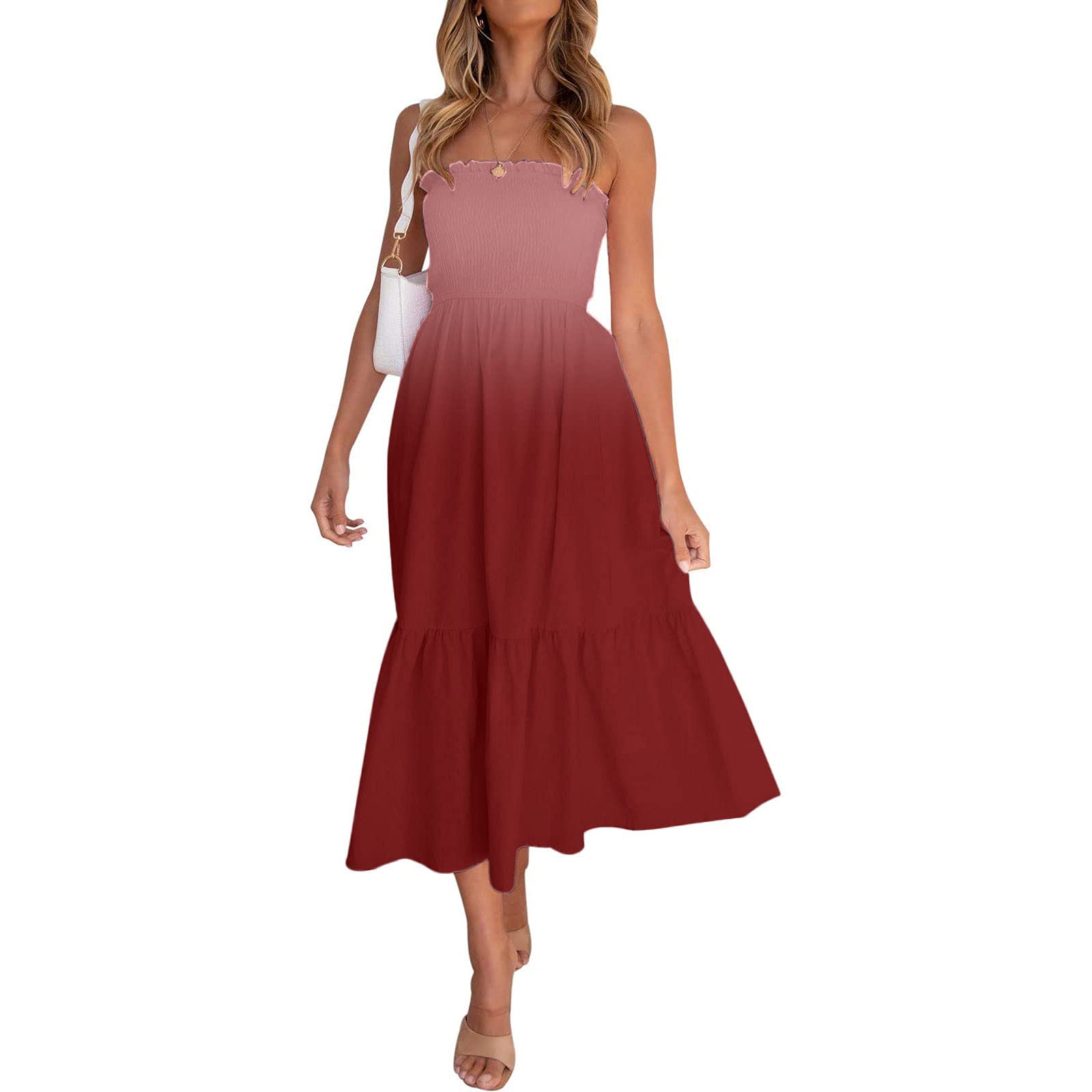 Strapless Casual Plain Long Maxi Dress for Women - Sexy Loose Summer Party Dress 2021 | Beach Wedding, Vacation & Evening Outfit
