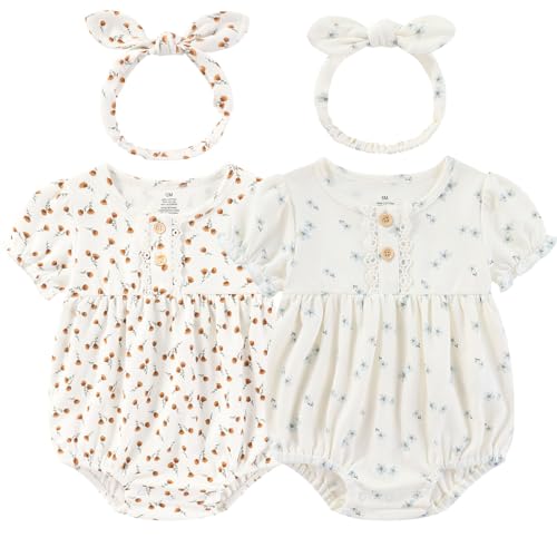Light Blue/Orange Floral Short-sleeved Bodysuit