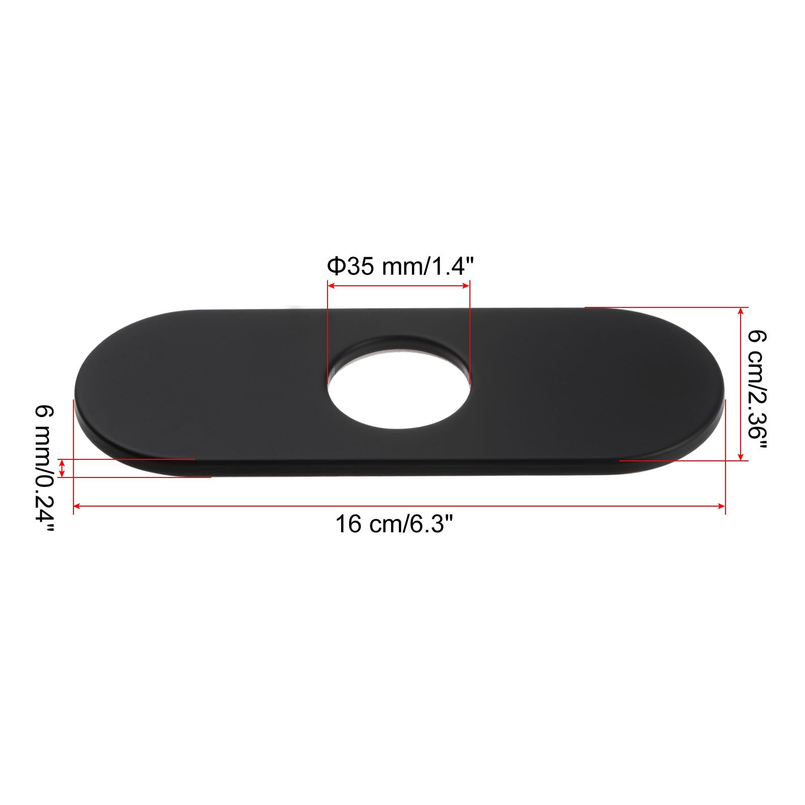 uxcell 6 Inch Oval Faucet Escutcheon Cover - Deck Plate for 1 or 3 Hole Bathroom & Kitchen Sink Faucets - Black Hole Cover - Perfect for Bathroom Renovation & Kitchen Sink Upgrade